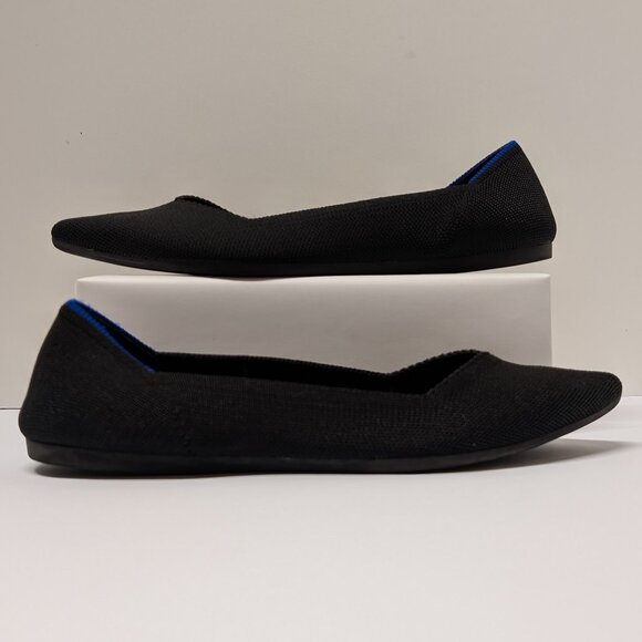 Rothy's The Point Classic Ballet Flats in Black w/ Blue Trim - Size 8.5 - Picture 6 of 16